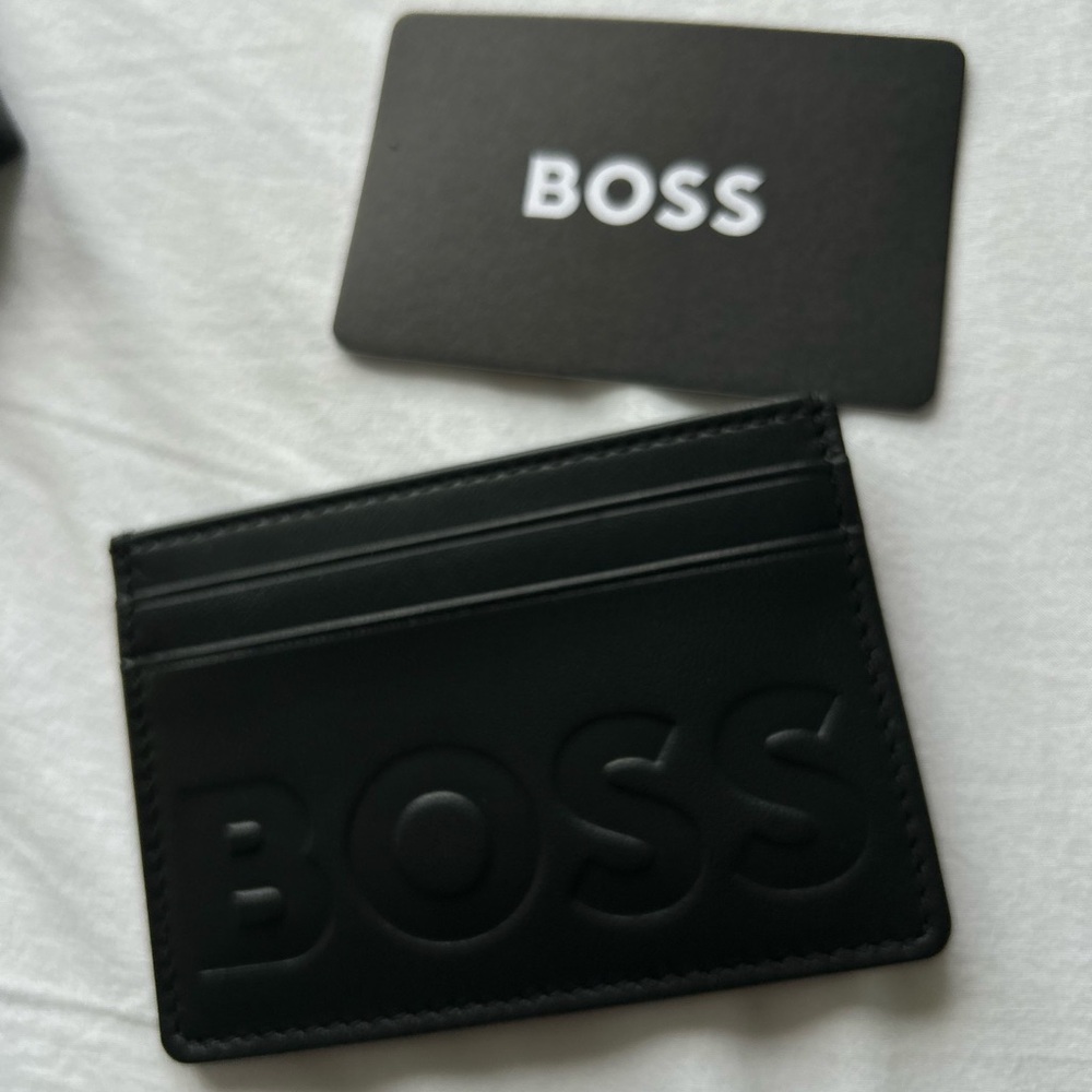 HUGO BOSS Embossed Black Card Holder